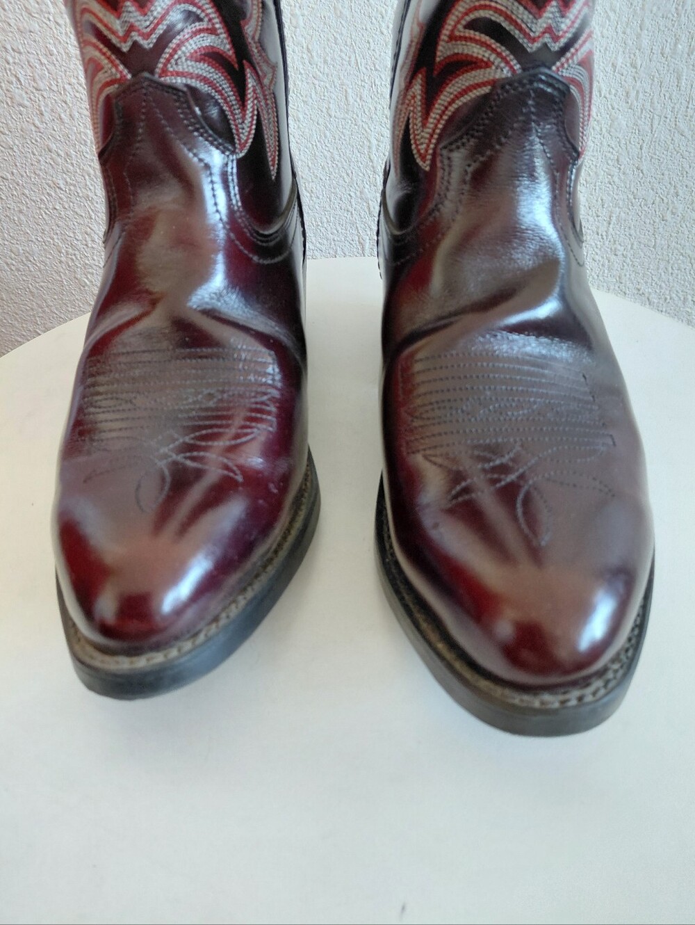 Cowtown Burgundy Leather Western  Rodeo Farm Boots - Picture 5 of 15